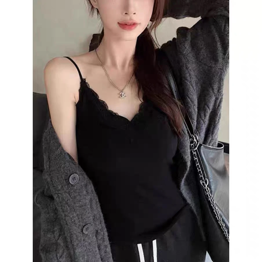 东大门精选2025春夏9059珍珠蛋白细螺纹透气蕾丝花边美背