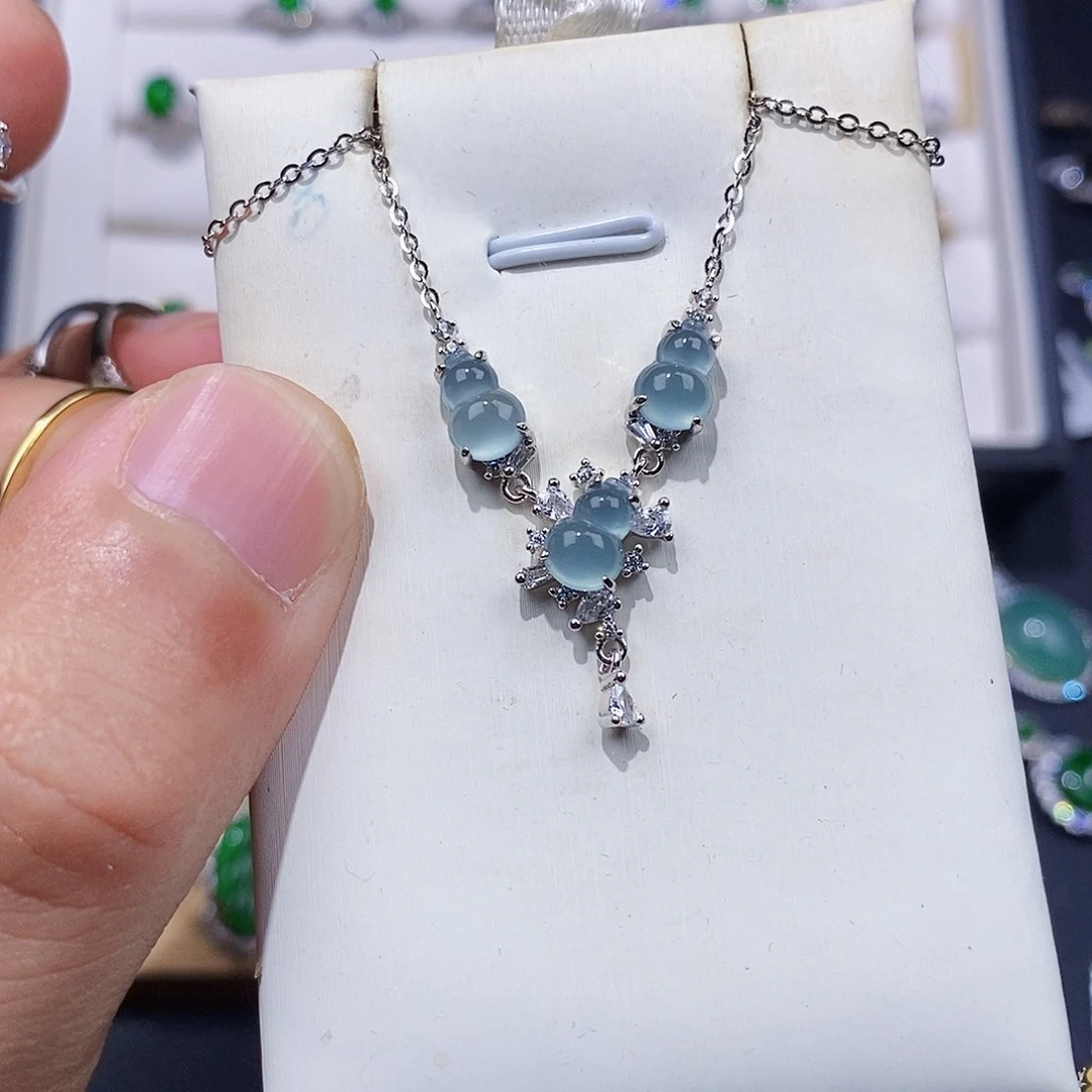 颈饰银S925镶嵌翡翠w w