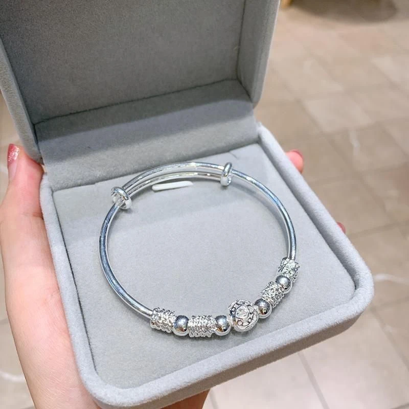 181  足银 999  风楼空铃串珠鐲子   无礼盒