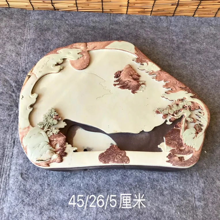 紫袍玉带石茶盘纯手工雕刻功夫石茶盘流水茶盘