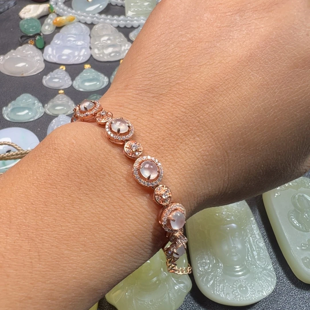 翡翠银S925镶嵌手链冰种