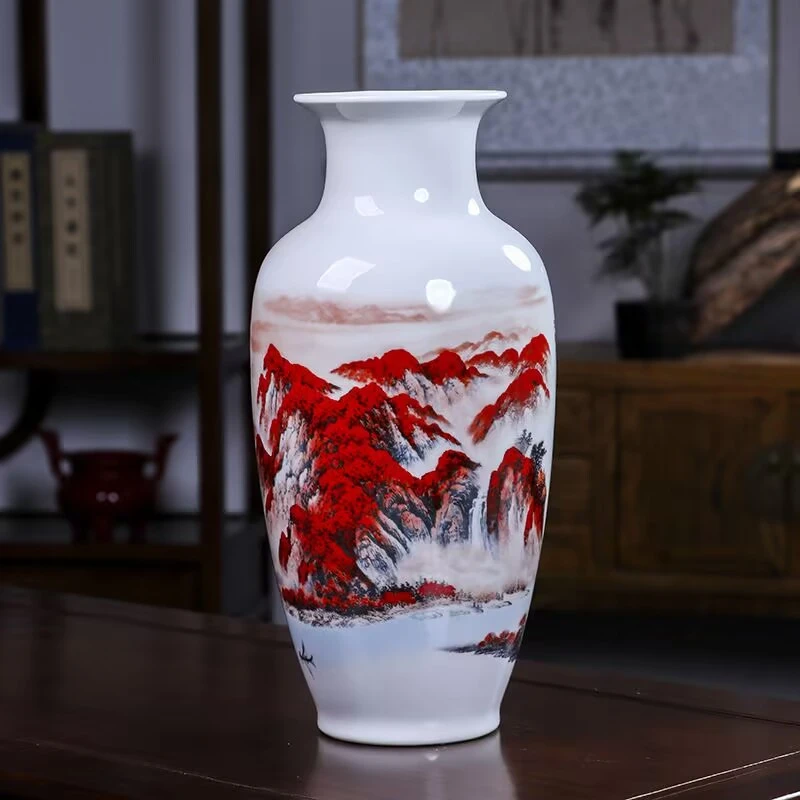 景德镇陶瓷花瓶客厅摆件电视柜酒柜装饰品鸿运当头松子瓶