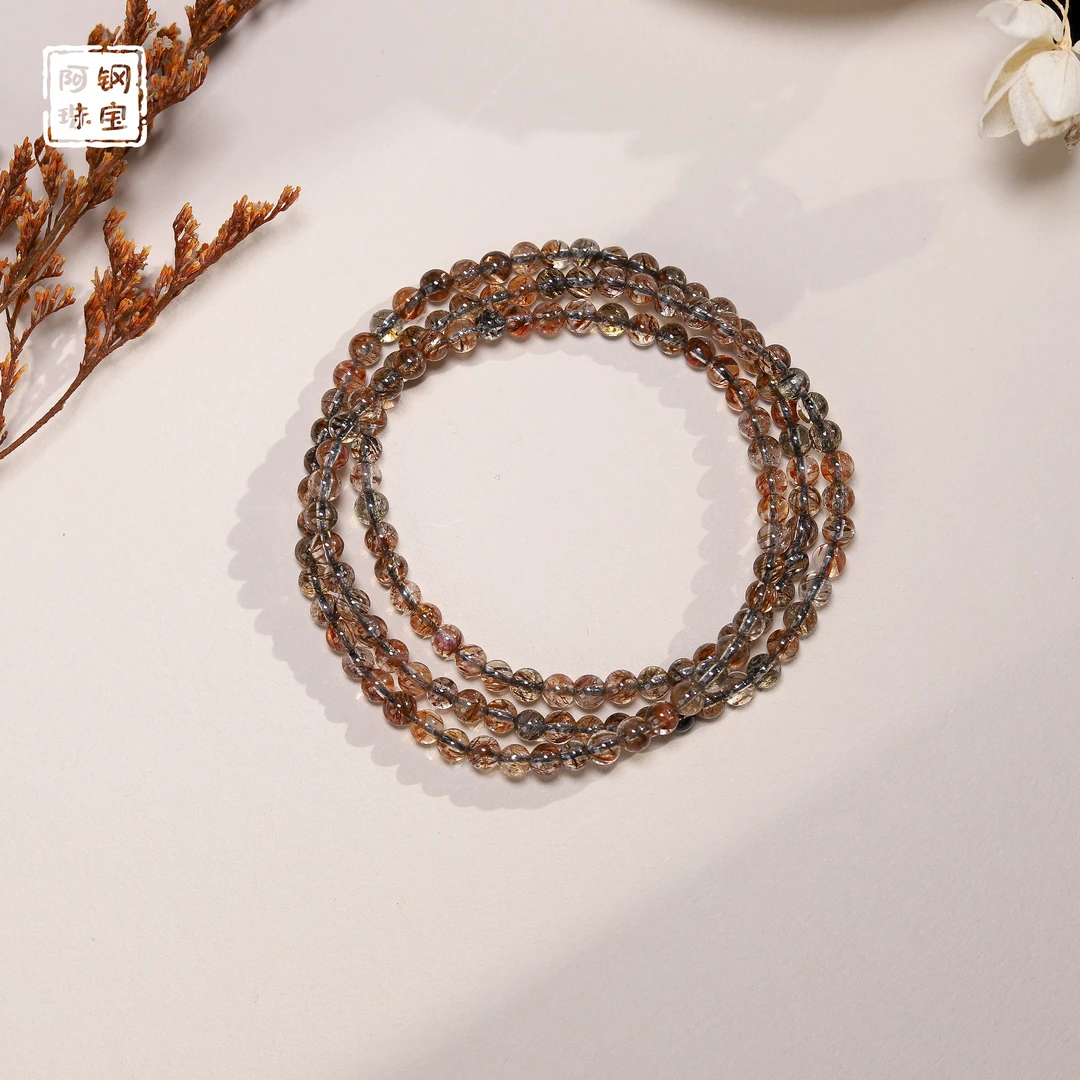 【捡漏价！】毕业黑金超多圈天然超七水晶手串-多样性发其一-HJ367