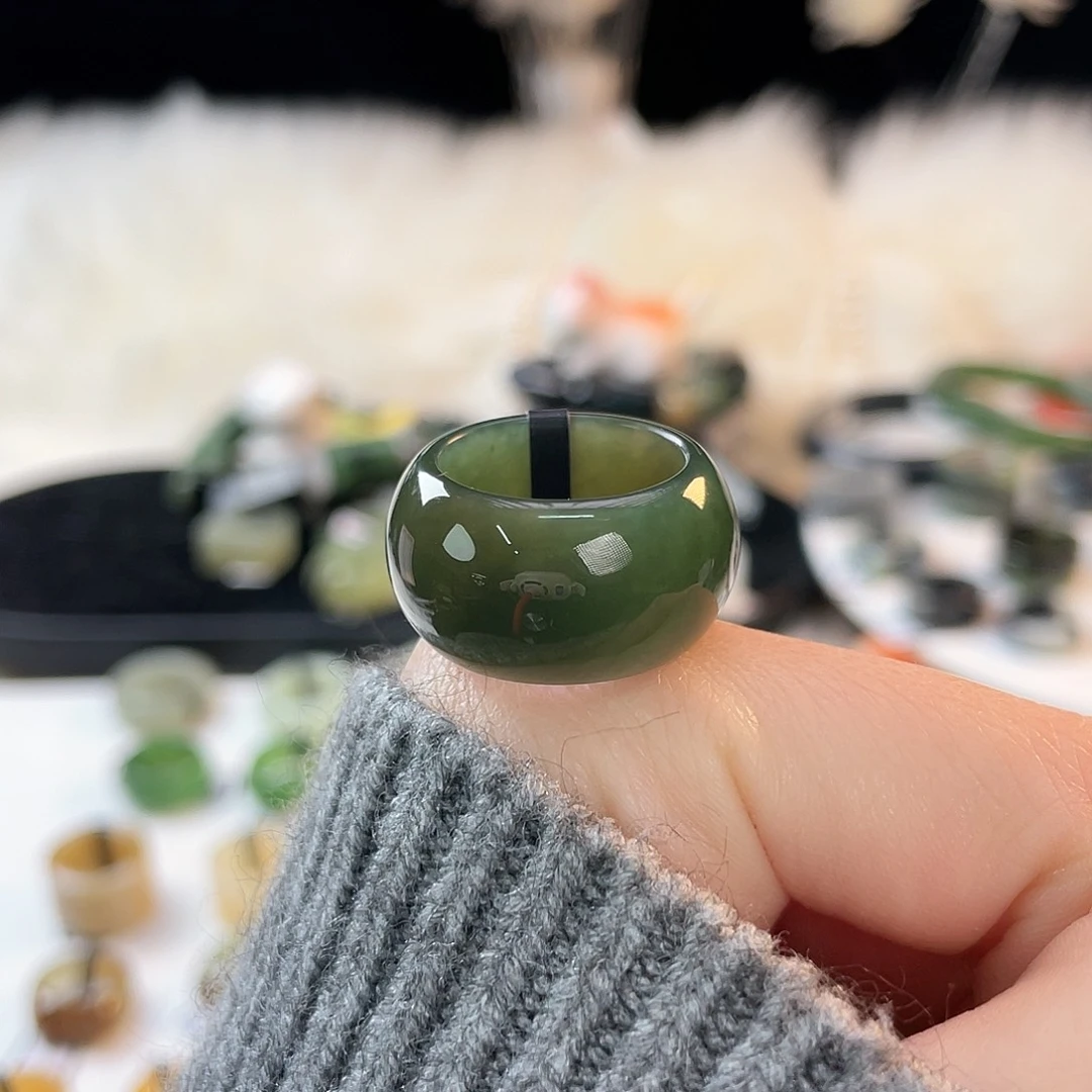 和田玉未镶嵌戒指k28且末蓝墩墩16.9mm