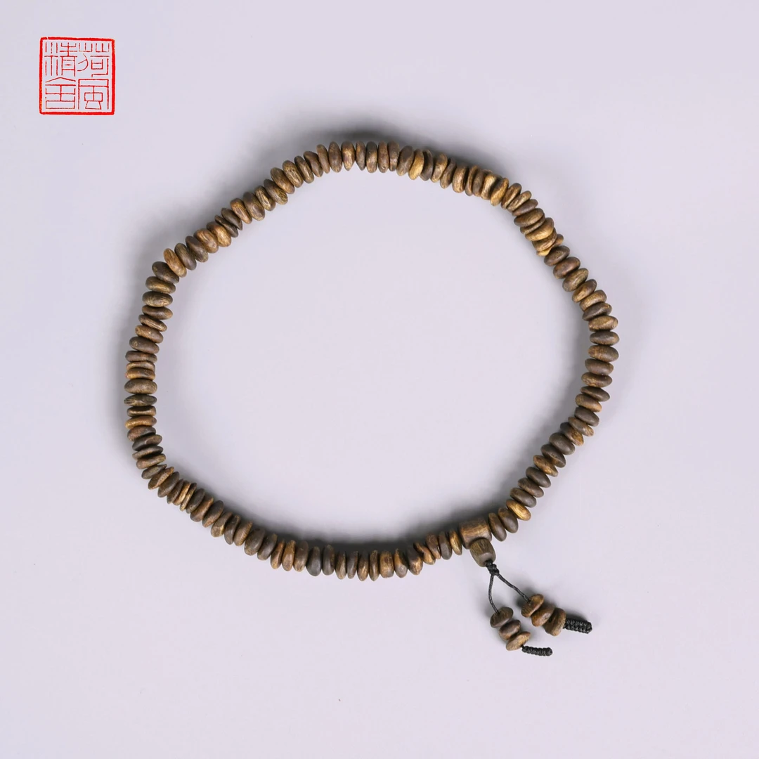 沉香【必拍款高货】海南金沙叶沉水双圈虫漏随形沉香手串-CX097