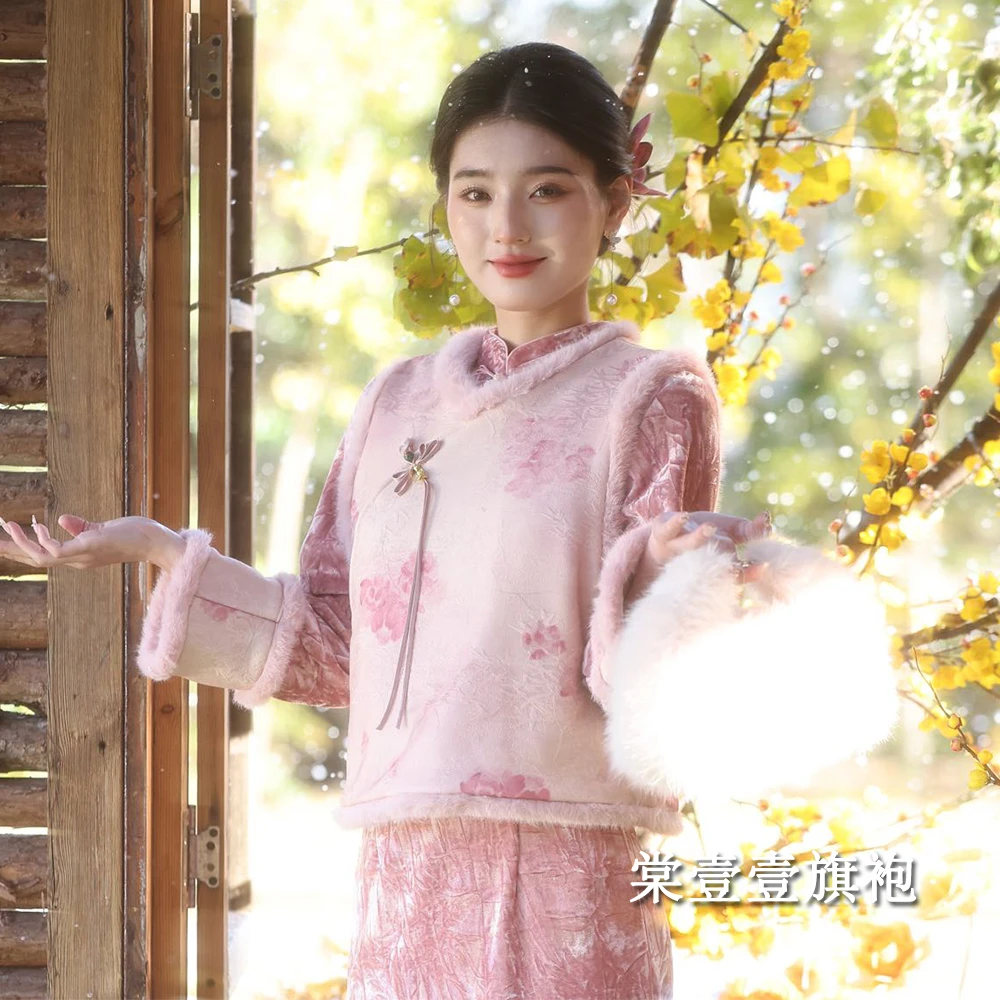 （马夹合集）新中式短款斜襟复古中国风马甲冬款夹棉保暖显瘦高级感