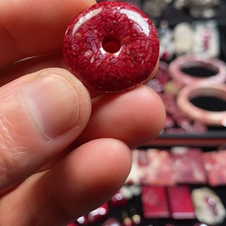 天然辰砂天然朱砂平安扣 12克