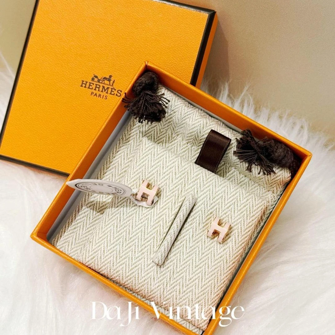 99新 Hermes/爱马仕 大吉中古/mini H POP粉色耳钉