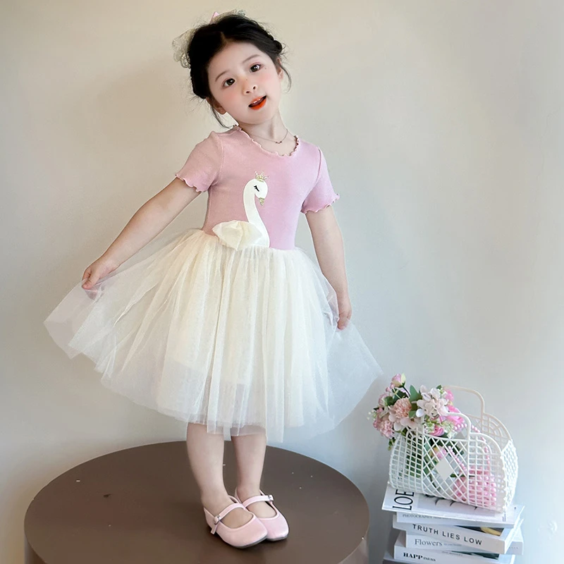 女童韩版连衣裙夏装儿童宝宝天鹅公主裙小女孩网纱裙子洋气时尚潮