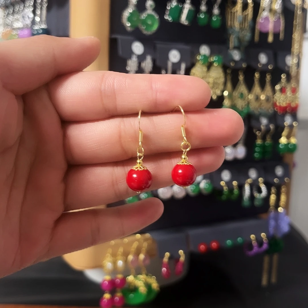 锆石纯铜925银耳饰