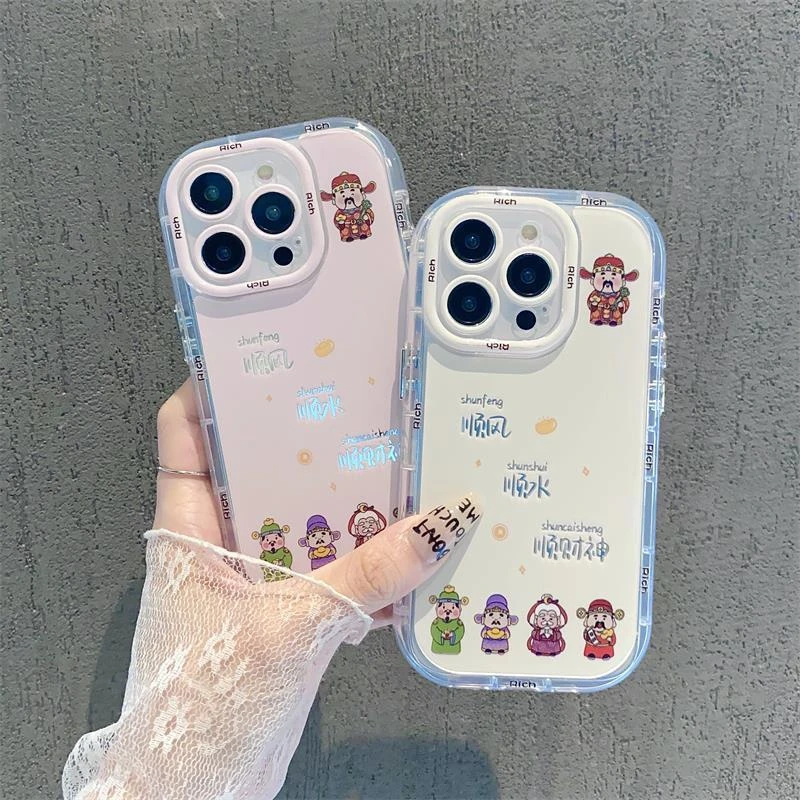 顺风顺水顺财神适用iPhone16promax苹果15手机壳14创意13透明x/xs