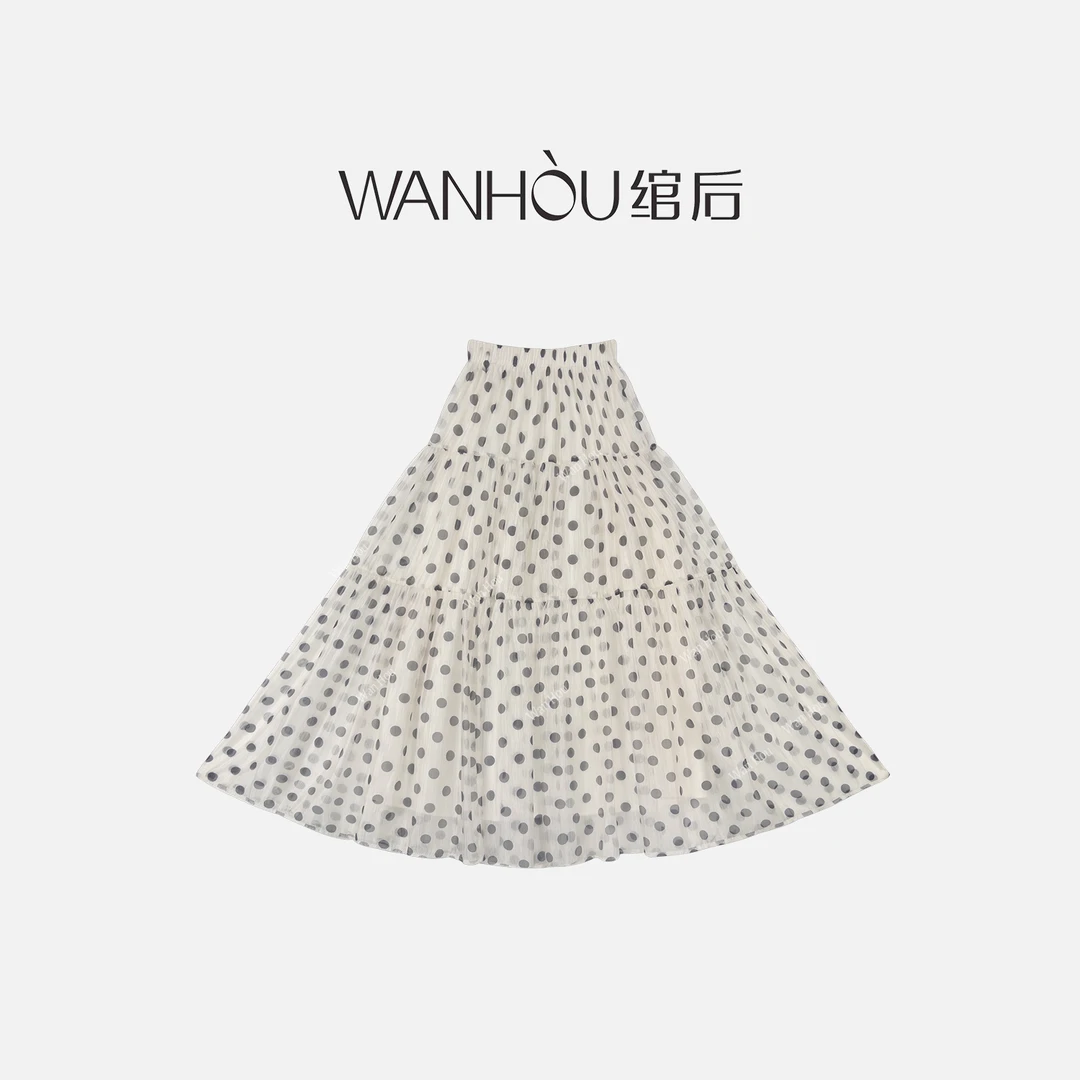 【C2512】WH-时尚波点香云绉半裙女士夏季XS