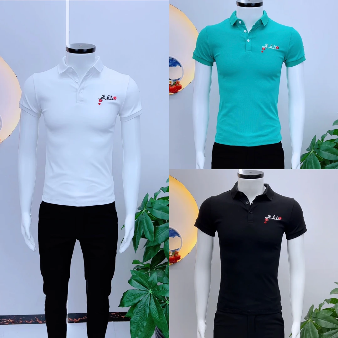 简约大气男士新款Polo衫夏季休闲修身百搭帅气高级翻领男Polo衫