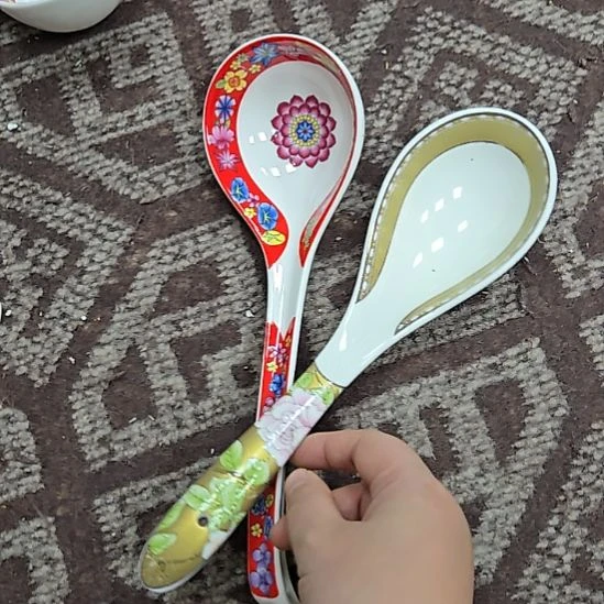 瓷片微瑕珐琅彩大汤勺2个66666666