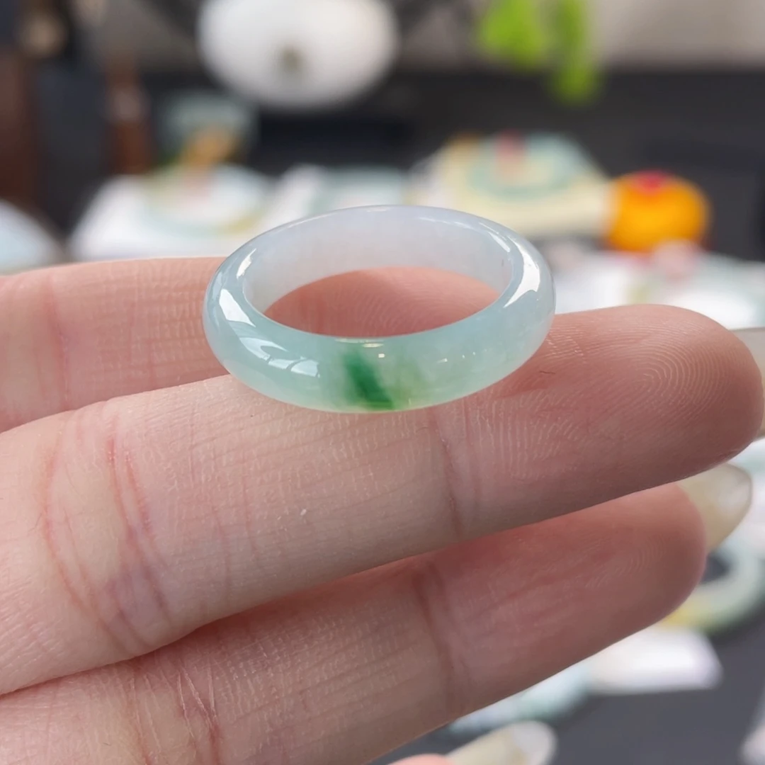 翡翠戒指未镶嵌18种水白底青戒指
