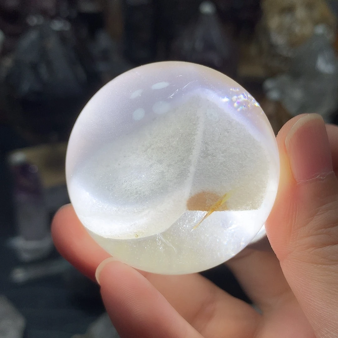 未镶嵌水晶大型摆件（非配饰）白幽灵金字塔球
