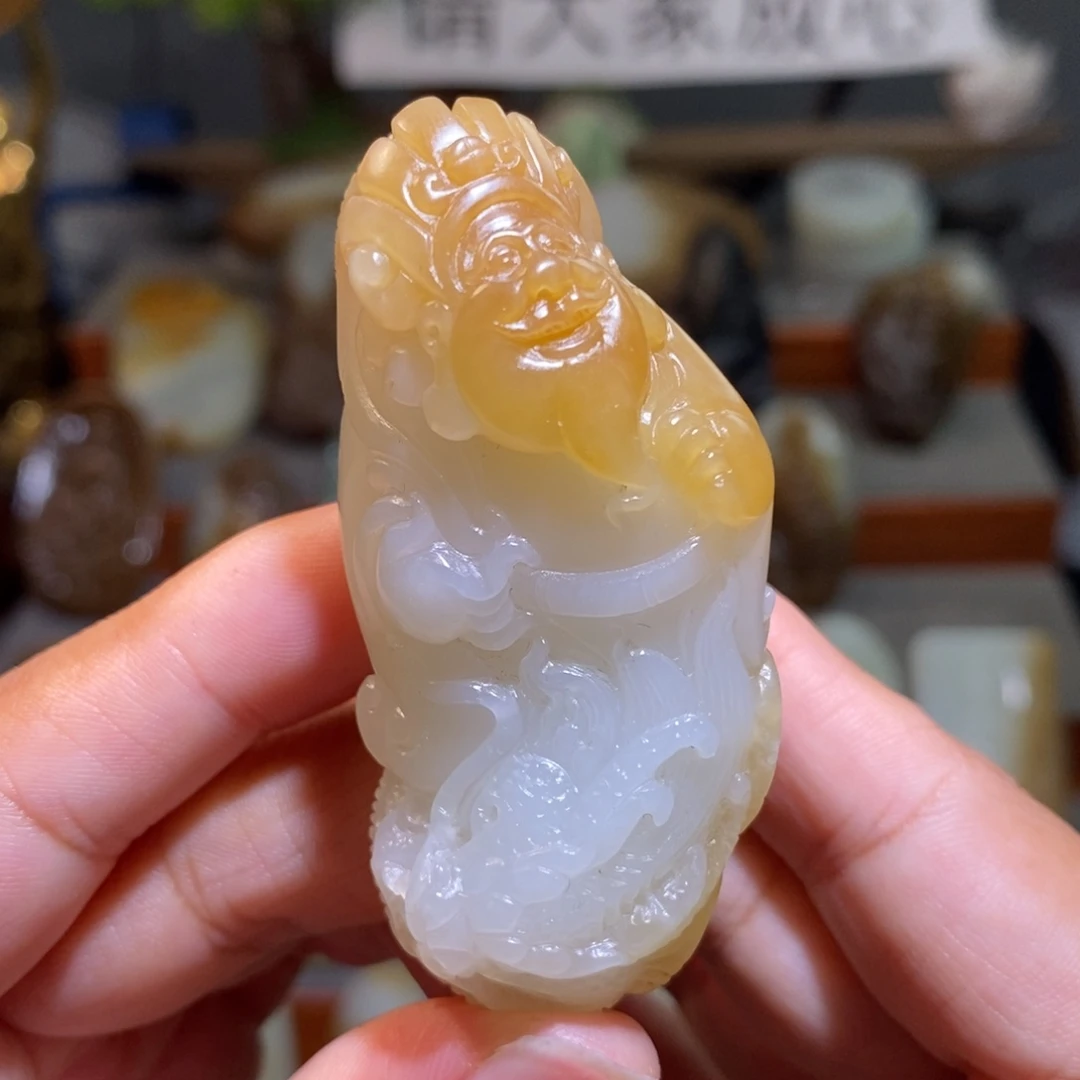 吊坠(不含链)未镶嵌和田玉（糖玉）財爷爷吊坠
