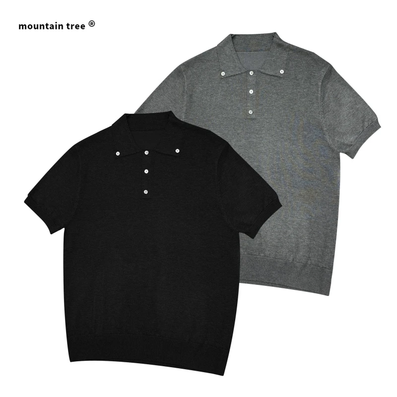mountain tree松弛高知分子假领polo松弛高知分子纯色套头针织衫