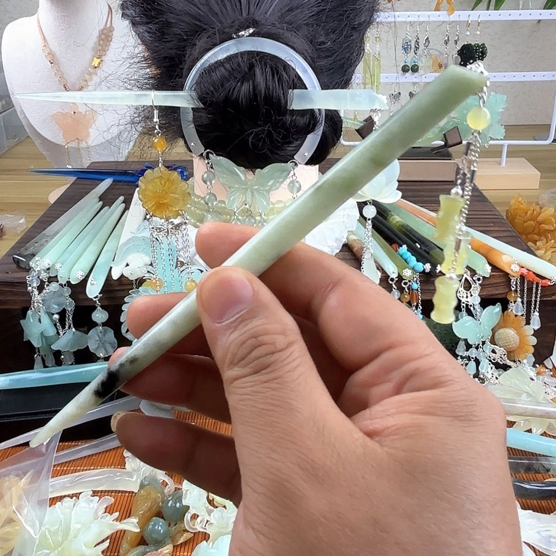 蛇纹石玉合金发饰