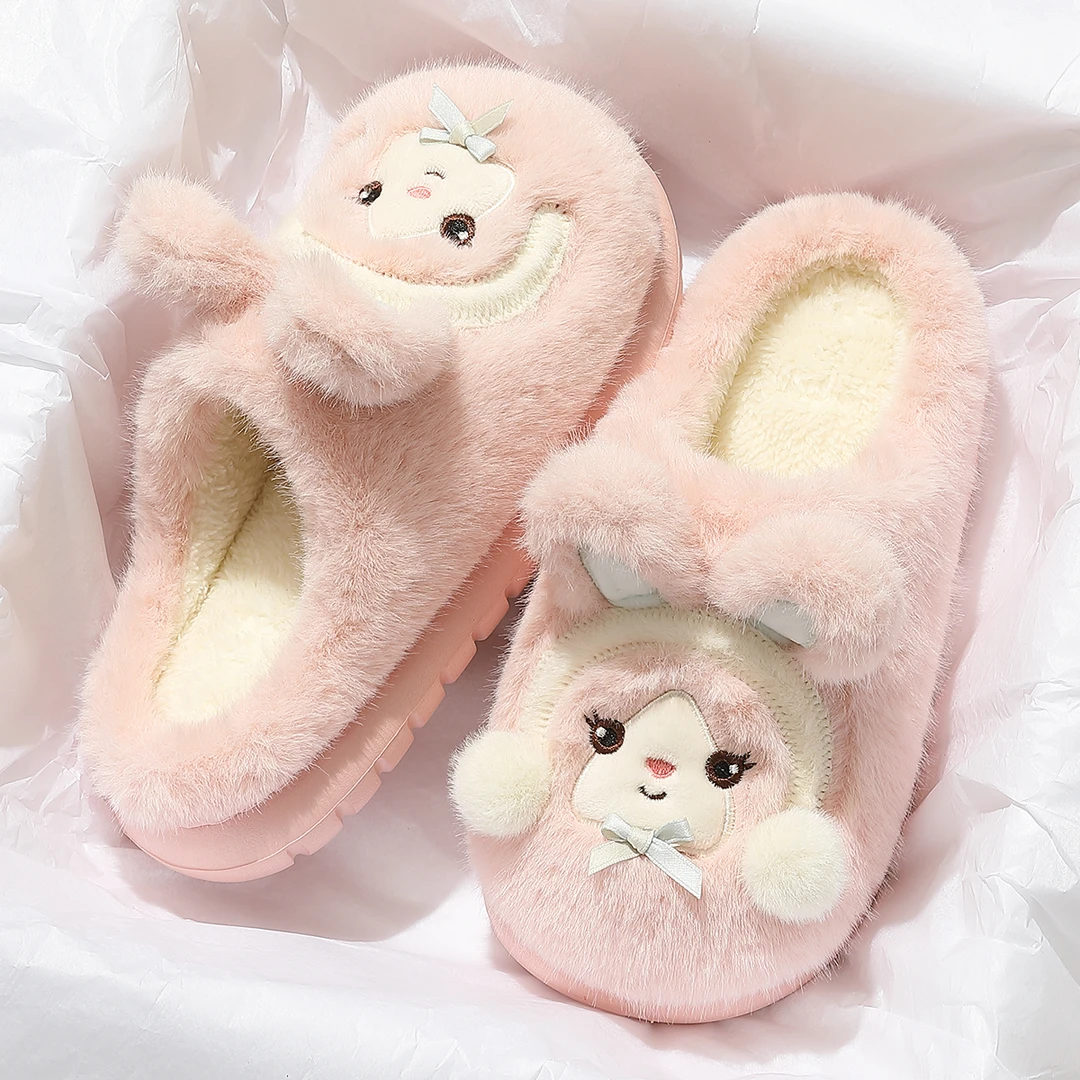 FZT可爱小兔子棉拖鞋女款冬季新款室内家居厚底防滑毛绒保暖棉拖