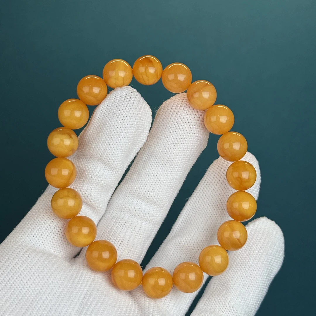 G2045天然蜜蜡 老蜡蜜糖红手串 9.4mm支持复检