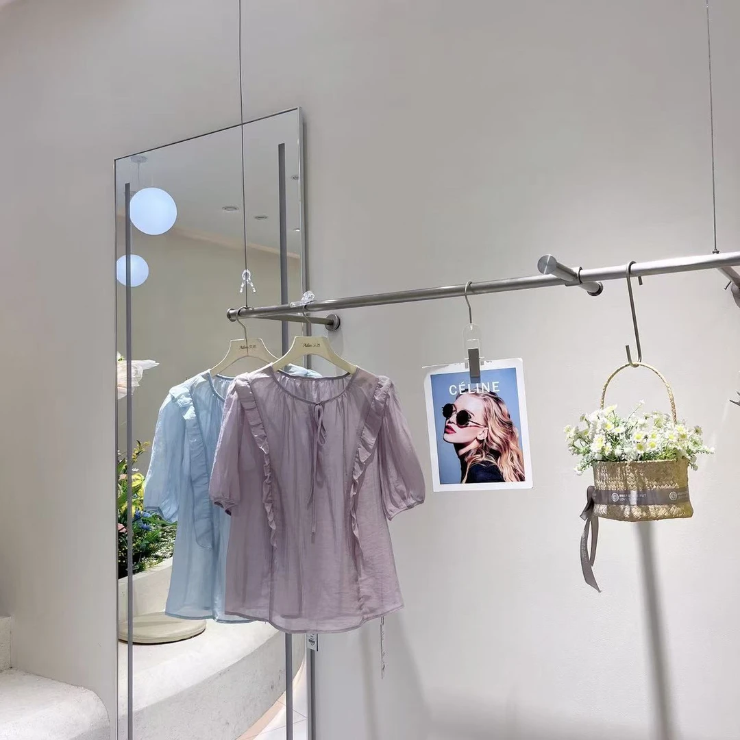 艾然夏季上新荷叶边小衫气质休闲简约宽松韩版纯色1166