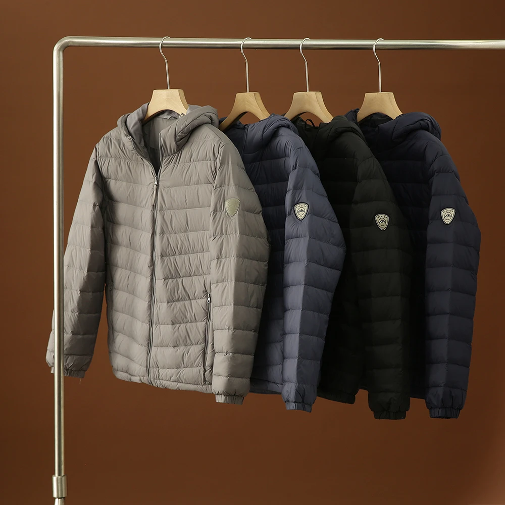 2025新款 冬季 防风防水轻盈保暖外贸男士连帽休闲羽绒衣服外套男