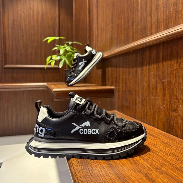 【文麒潮鞋】秋季男鞋皮面新款厚底简约轻奢百搭时尚潮流男士休闲鞋