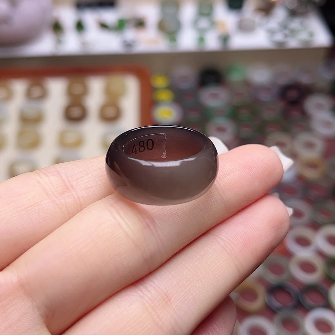 和田玉戒指未镶嵌18.3酒红葡萄紫渐变