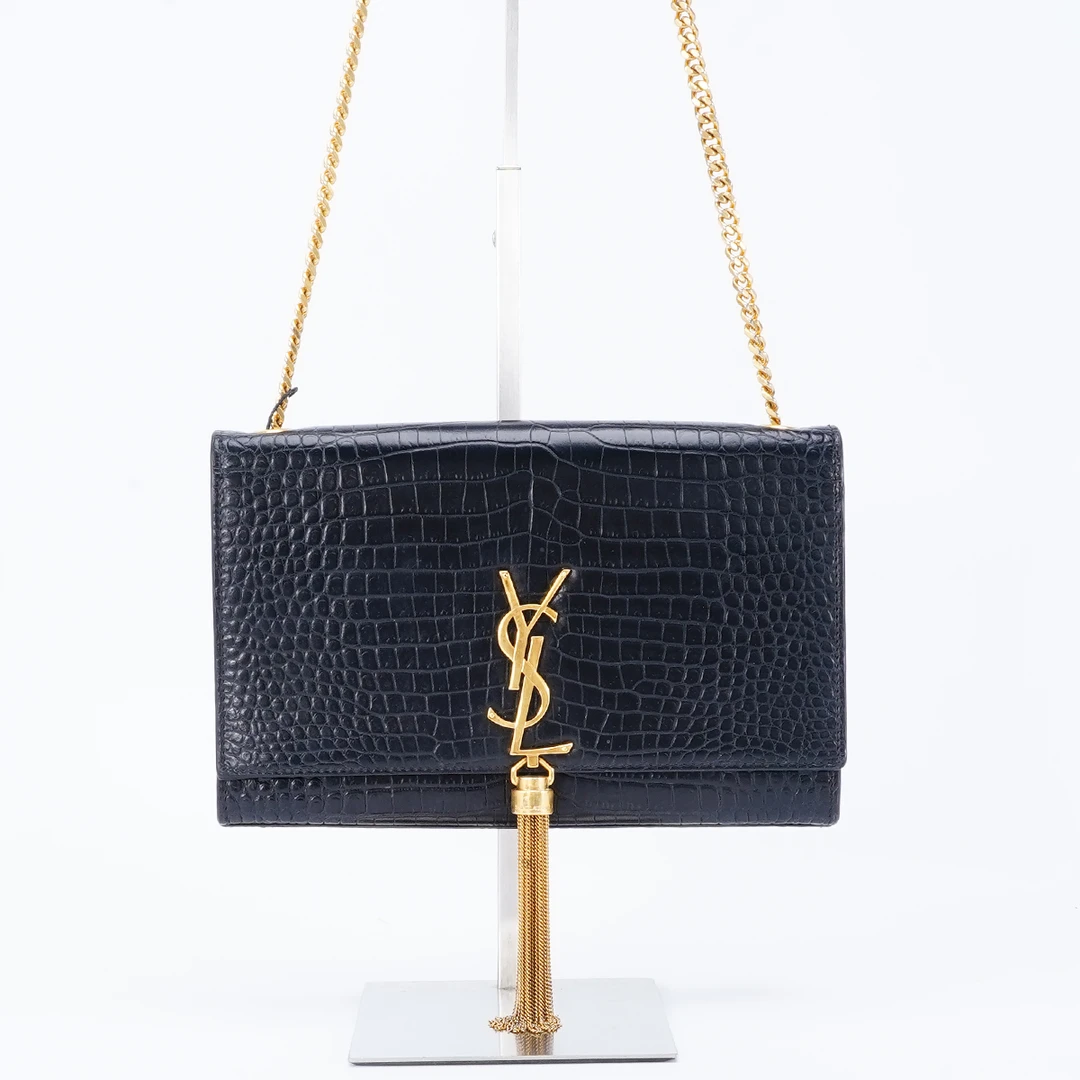 95新 YSL/圣罗兰 【总仓一口价】流苏包中号鳄鱼纹亮面/BG22005176