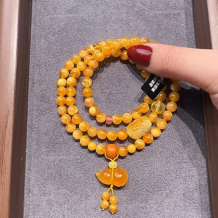 蜜蜡未镶嵌手串6.9mm蜜蜡手串