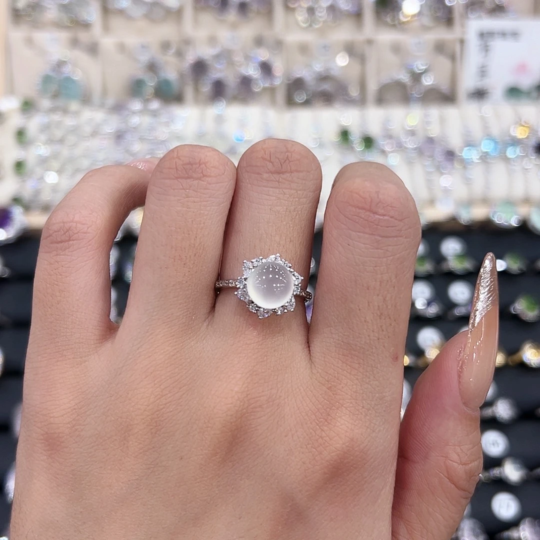 岫玉银S925镶嵌戒指