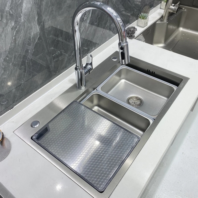 <内胆1.5mm>5.0面板SUS304不锈钢厨房水槽锤纹洗菜盆大单槽台中盆