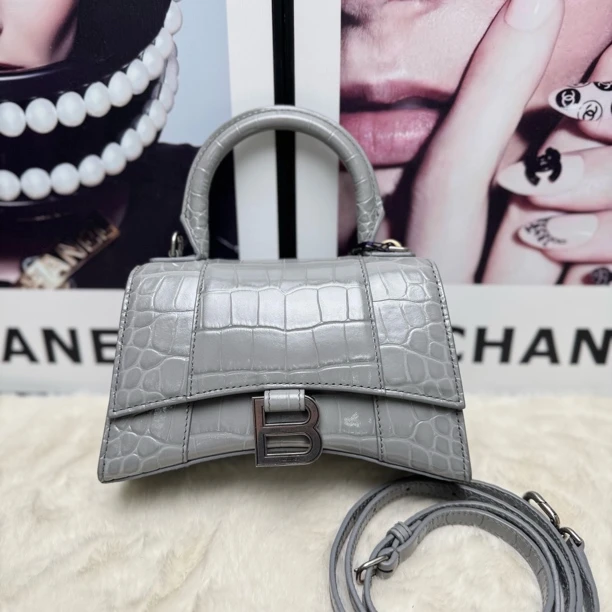 99新 Balenciaga/巴黎世家 臻选灰色鳄压纹沙漏xs号