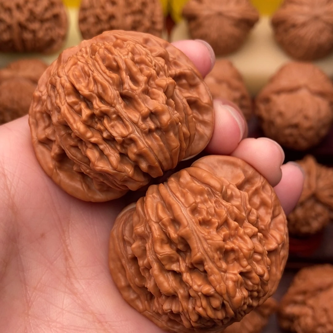 把件文玩核桃精品老树红皮四座楼44