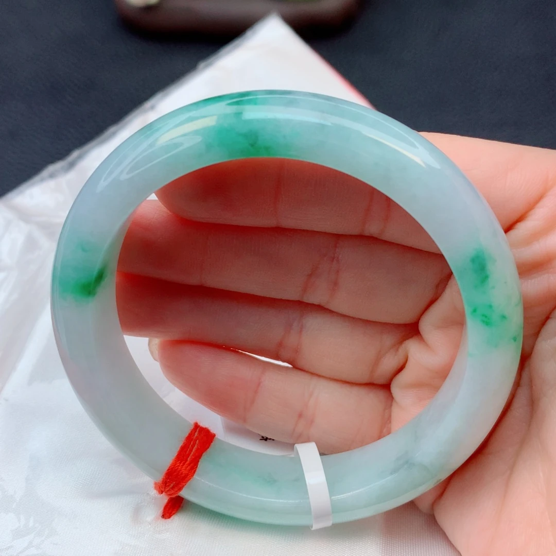 翡翠未镶嵌手镯55-56糯冰阳绿