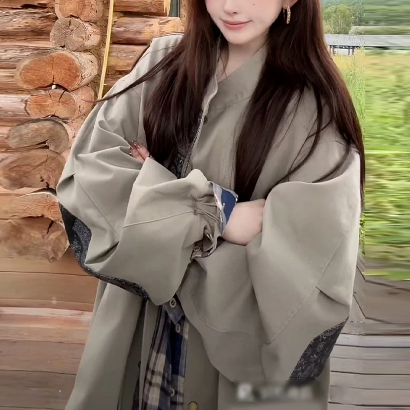 高级感风衣外套女士2025早秋新款小个子休闲韩系中长款英伦风开衫