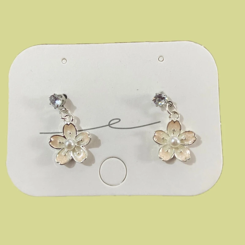 铜合金耳饰 【29】新款樱花耳环流苏高级感耳坠可爱耳钉套装气质