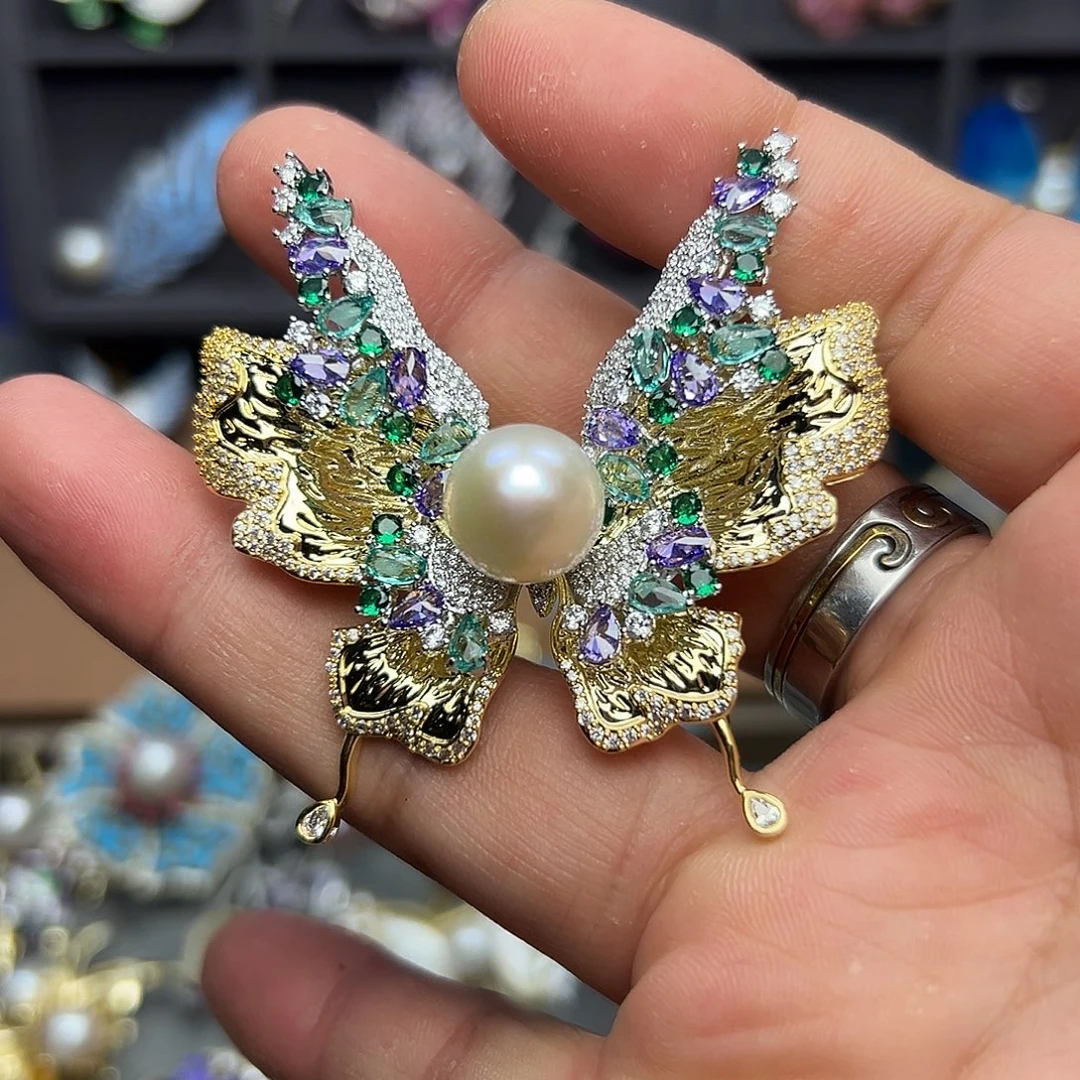 胸针合金淡水珍珠