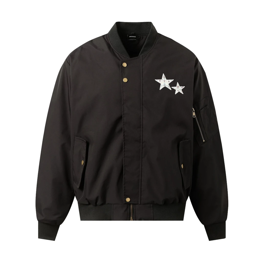 ARESWINGS2025早春美式嘻哈男女夹克贴布绣宽松棒球服飞行员外套