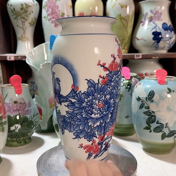 搞32青花红牡丹新款新款陶瓷陶瓷