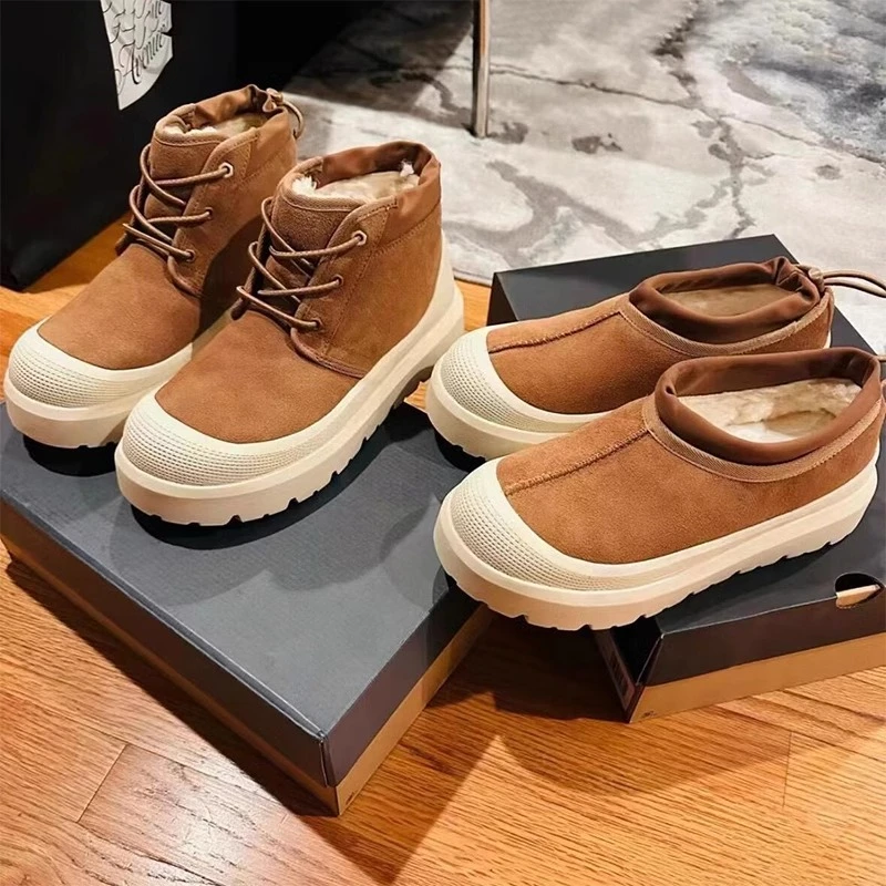 【高品质】王一博同款雪地靴皮毛一体一脚蹬厚底增高羊毛真皮女防滑