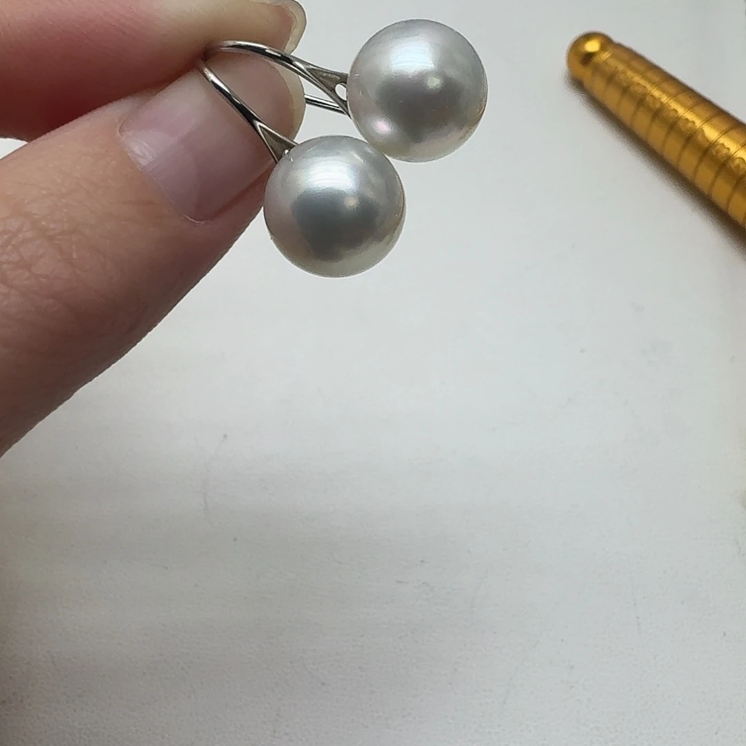海水珍珠耳饰银S925镶嵌