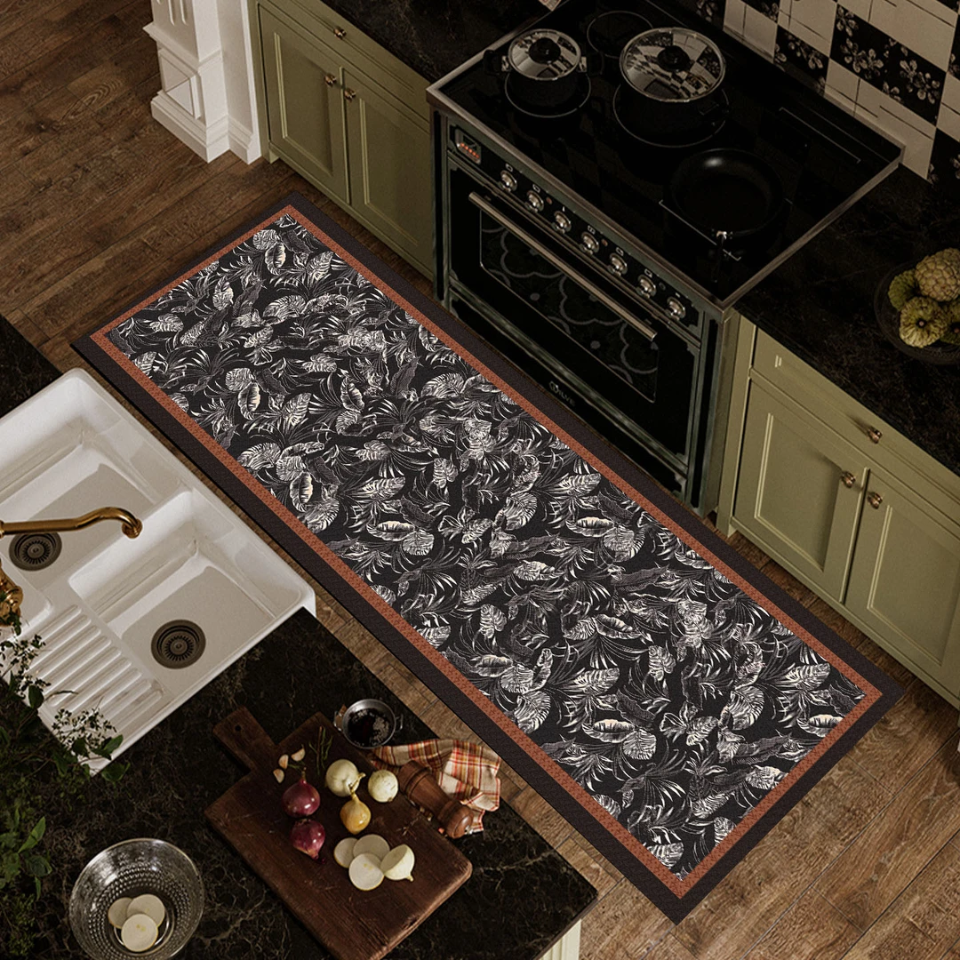 中古风厨房专用免洗地垫防油防滑长条复古家用耐磨脚垫门口可定制