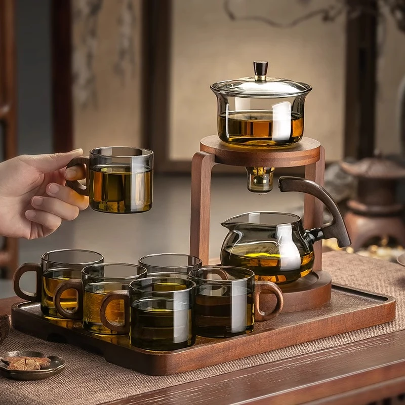 轻奢复古高档全自动泡茶神器创意耐热透明玻璃茶具功夫茶具茶道