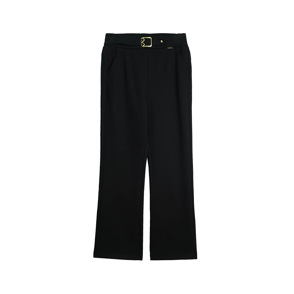 X8305【上新】简约气质百搭黑色显瘦爱心休闲直筒裤3Q