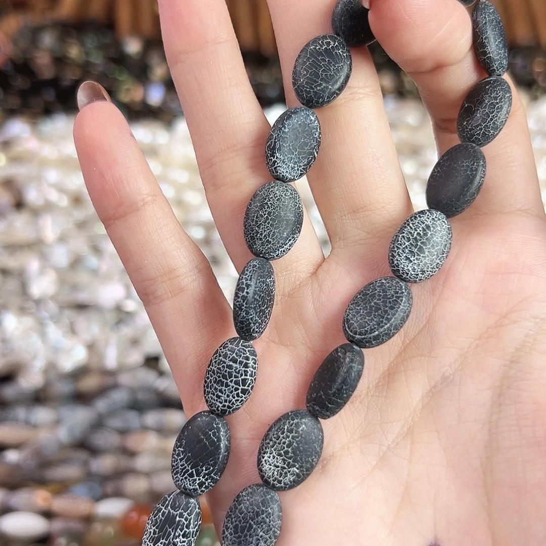 玛瑙/玉髓合金珠宝半成品b168缠丝黑玛瑙蛋形14mm