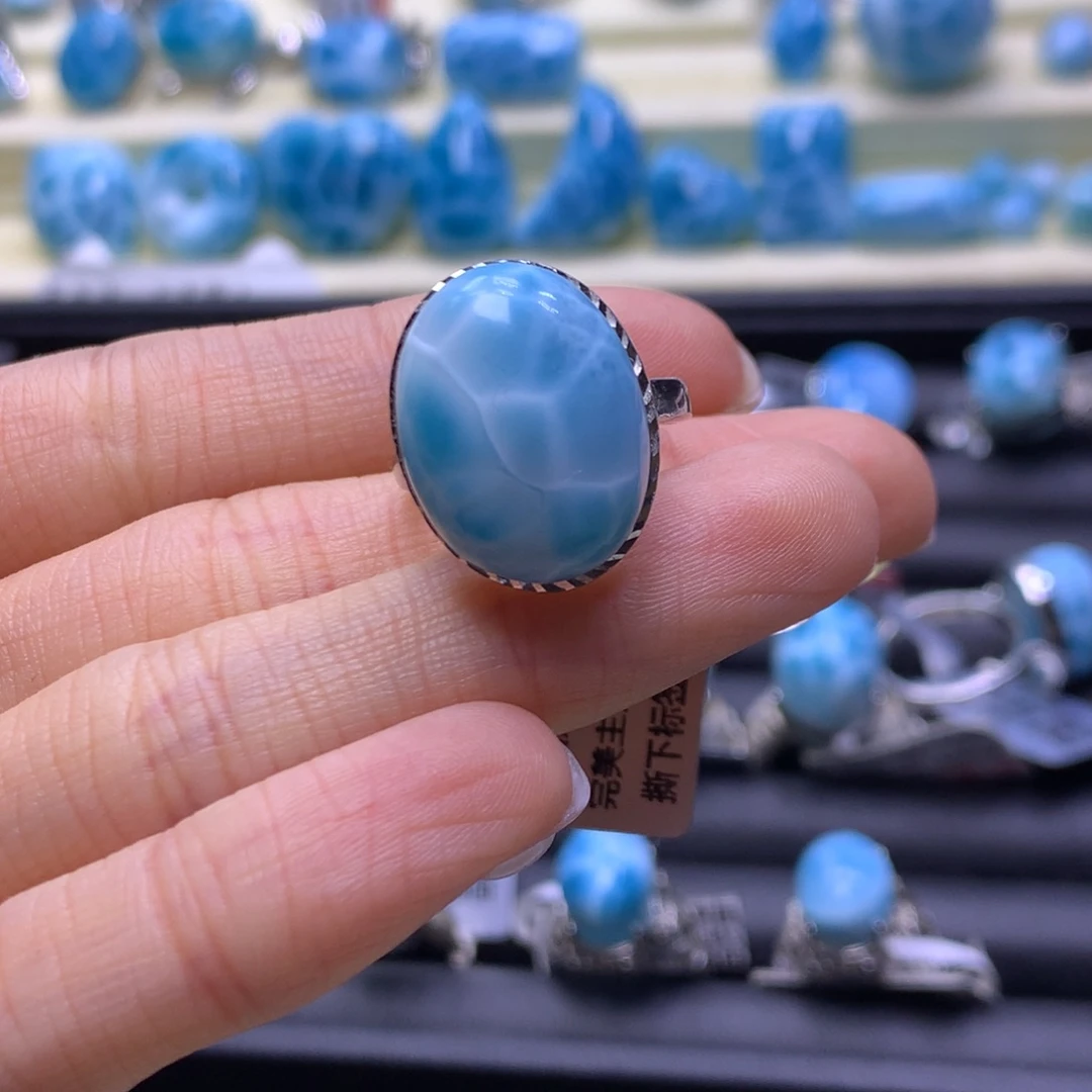 针钠钙石（海纹石）未镶嵌戒指蛋面戒指色差略异