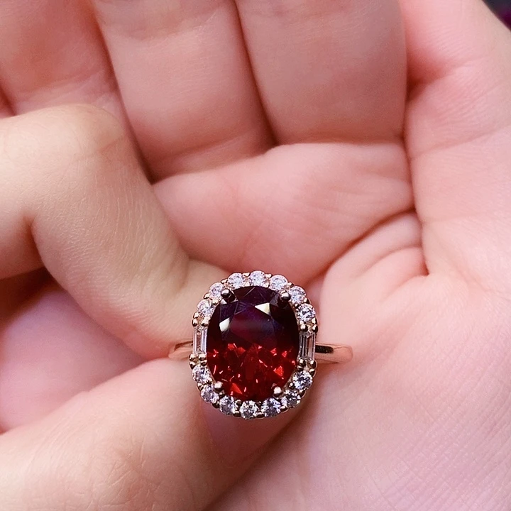 红宝石银S925镶嵌戒指