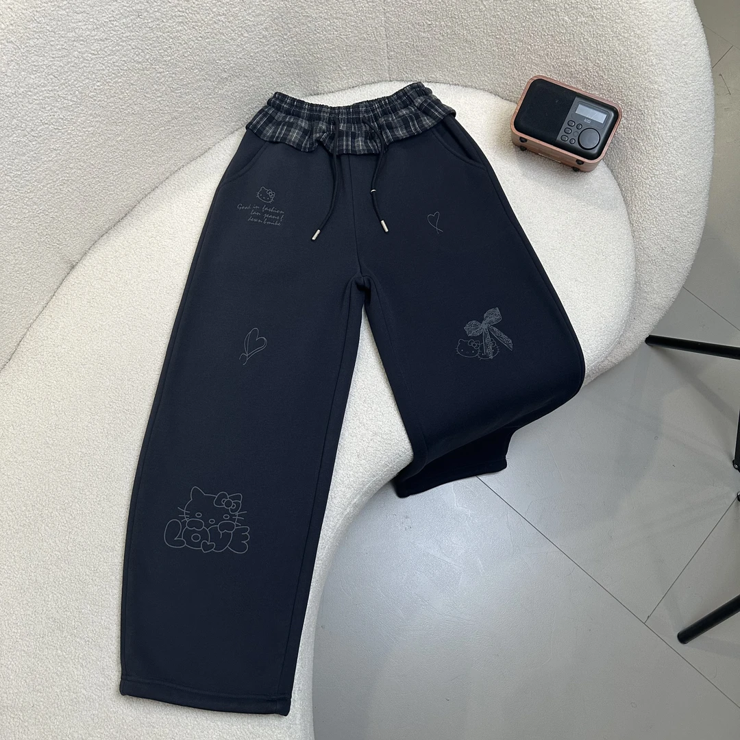 【2025冬款新品】青少年儿童时尚韩版卡通百搭加绒加厚休闲裤H5062